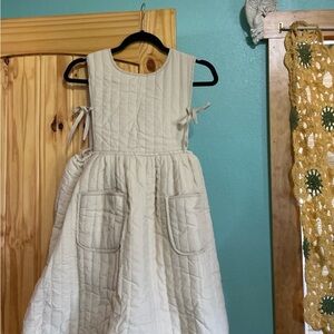 Cream Quilted Sleeveless Dress